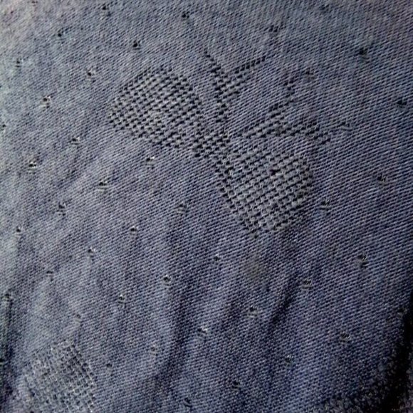 Bows print Layered Sweatshirt Top M Blue crew neck Raglan Loose fit Lined - Picture 3 of 9